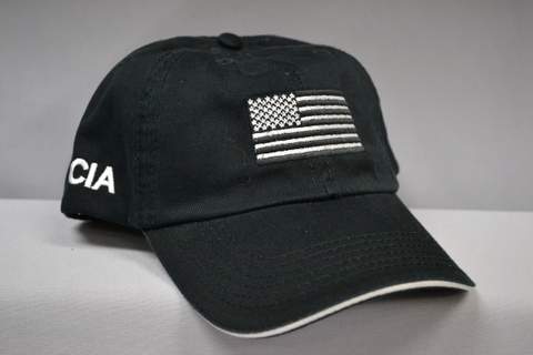 Hat Emb Flag Verb CIA BLK/WHT