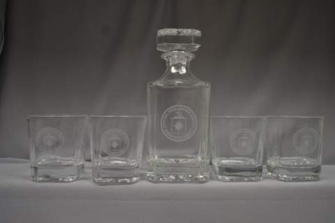 Decanter Set Logo 5 PC Box 4Clr